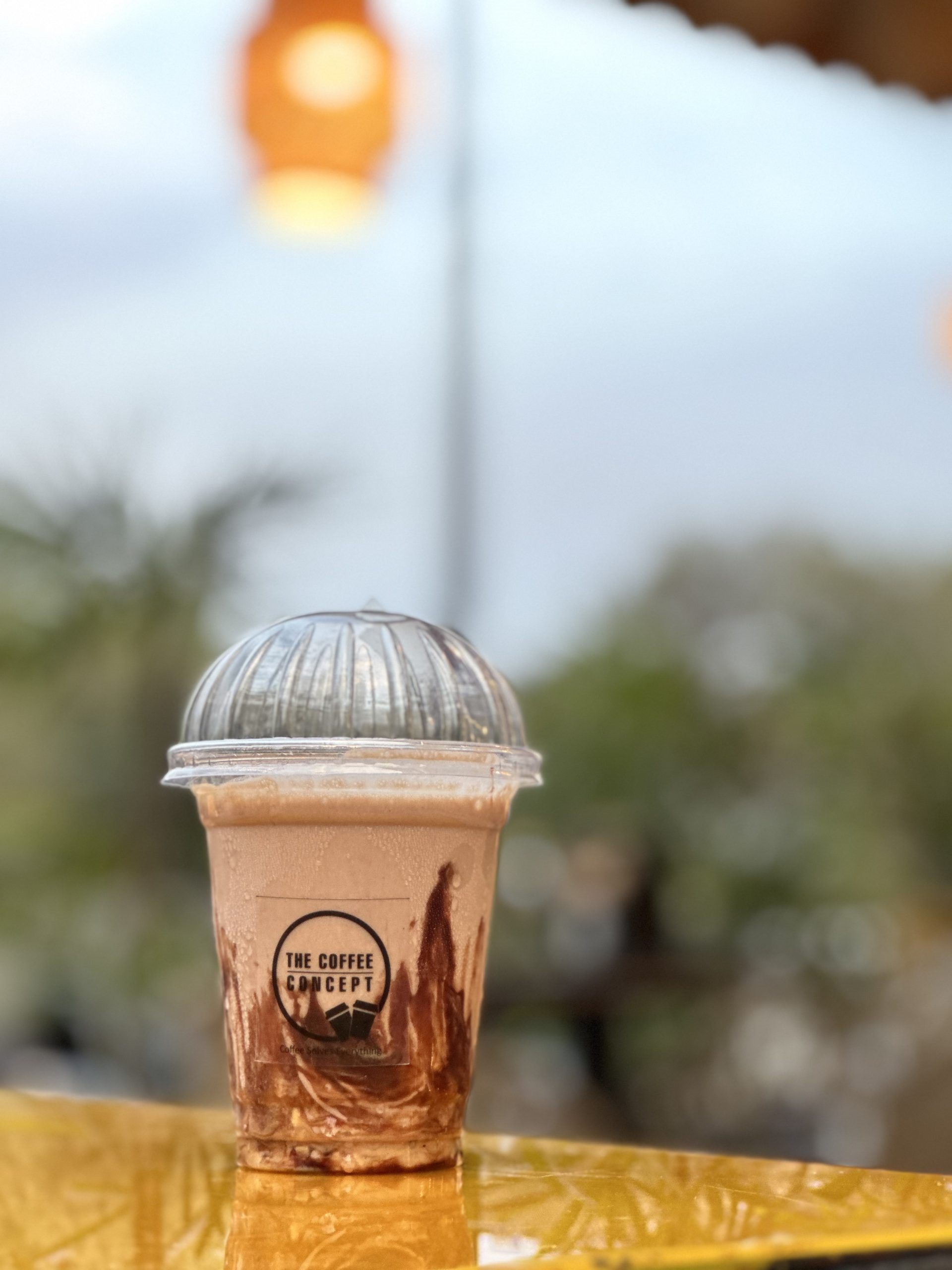 TCC cold coffee topped with chocolate