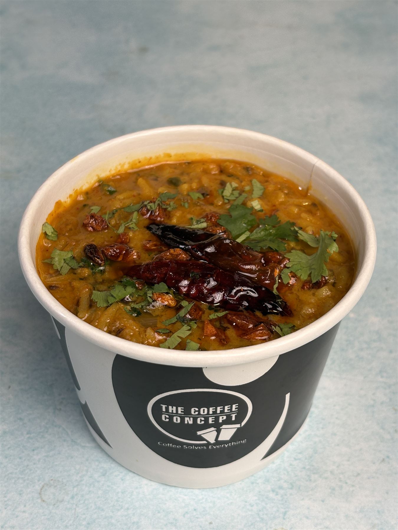 Punjabi khichdi with a red-chilli tadka